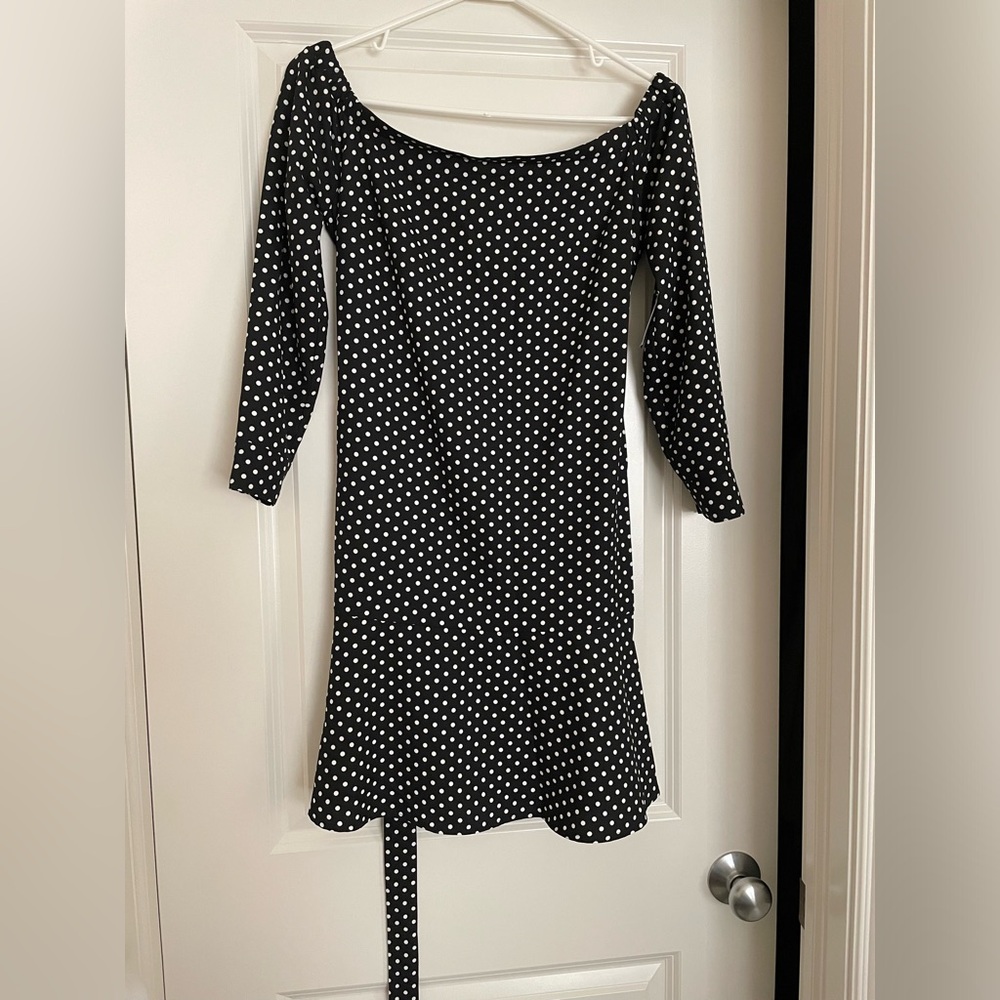 NWT express black and white polka dot dress